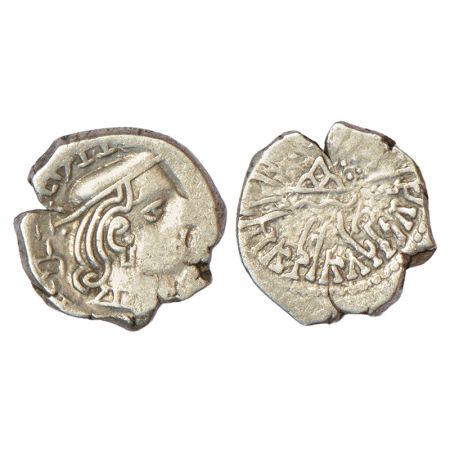 Western Kshatrapas, Kardamaka dynasty, silver drachm of Vishwasimha II s/o Rudrasena II as