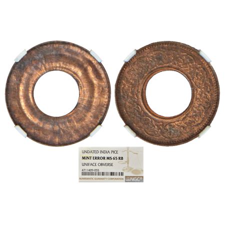 George VI, uniface bronze pice, error, ND (1943-1947), Uniface. NGC graded Mint Error MS65