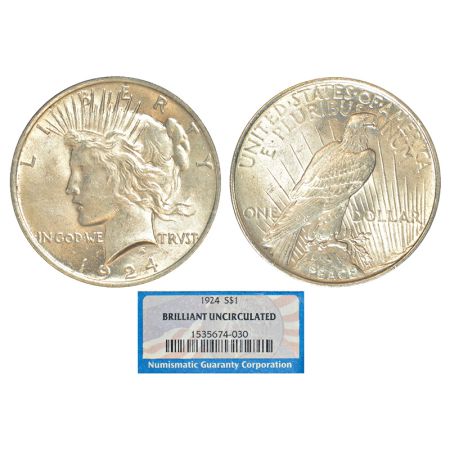 United States of America, silver peace dollar, 1924, KM 150. Obv: Liberty head facing left