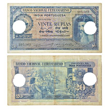 Indo-Portuguese Territories, 20 rupias, 6th issue, 29th November 1945, signed by Antonio D