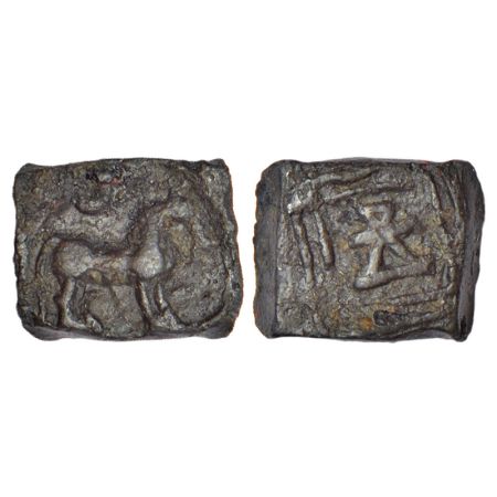 Mahatalavaras, Telangana/ Andhra region - uninscribed 'horse' type alloyed copper coin (c.