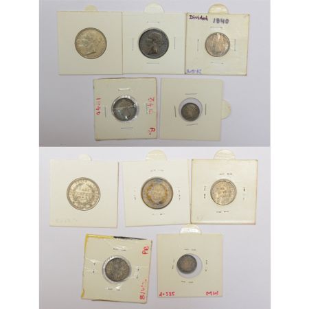 A group of 5 Victoria Queen silver coins, includes continuous and divided legend, 4x 1840,