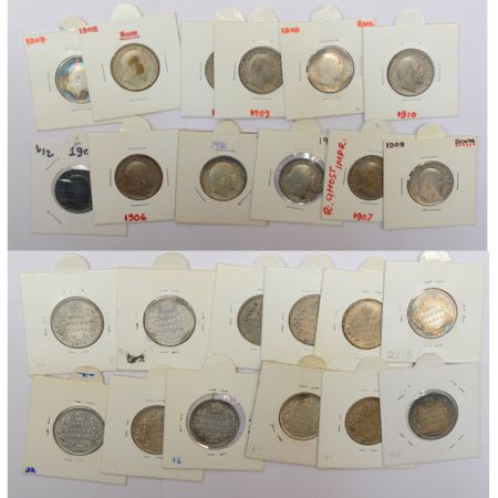 A group of 12 Edward VII silver ½ rupee, includes 1905 (2), 1906 (2), 1907 (2), 1908 (2), 