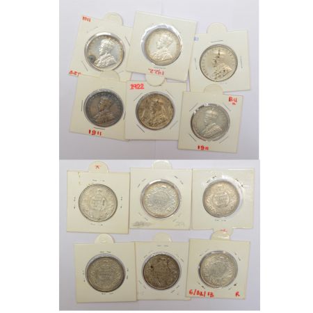 A group of 6 George V silver rupee, includes 1911 (3), 1921 and 1922 (2), Bombay mint. (6 
