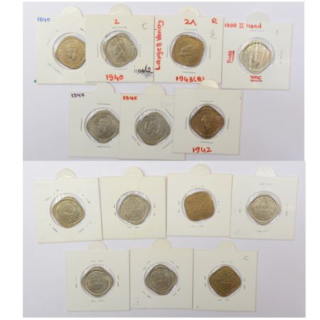 A group of 7 George VI cupro-nickel and nickel brass 2 annas, includes 1939, 1940, 1942, 1