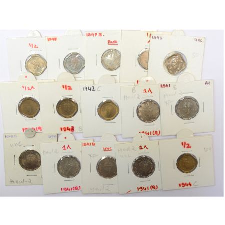 A group of 15 George VI cupro-nickel and nickel brass coins, includes 6x 1 anna, 1941 and 