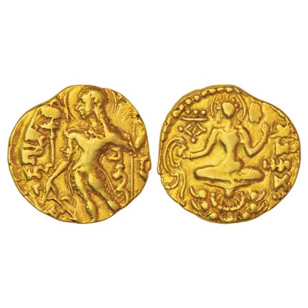 Gupta Empire - gold dinar of Chandra Gupta II (c.375-415 AD), 'archer X goddess on lotus' 