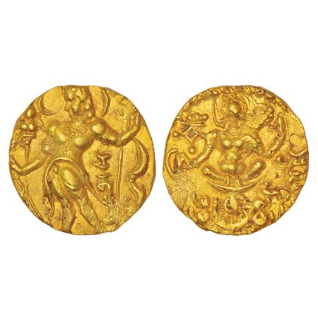 Gupta Empire - gold dinar of Chandragupta II (c.375-415AD), 'archer X goddess on lotus' ty