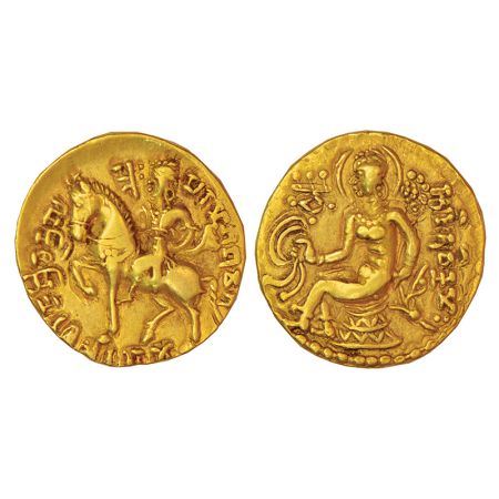 Gupta Empire - gold dinar of Chandragupta II (c.375-415 AD), 'Horseman' type, S. Kumar Cla
