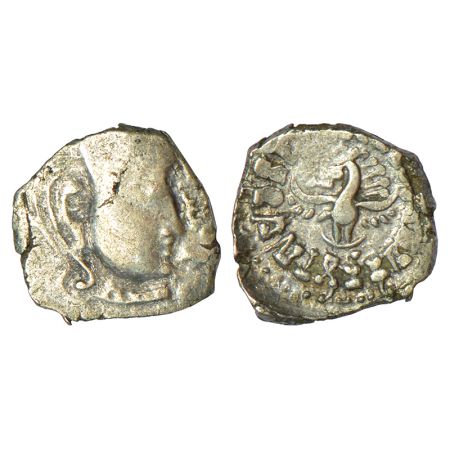 Gupta Empire - silver drachm of Kumara Gupta I (c.415-450 AD), 'fan-tailed peacock' or 'Ma