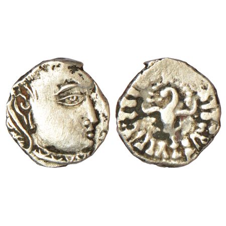 Gupta Empire - silver drachm of Kumara Gupta I (c.415-450 AD), 'fan-tailed peacock' or 'Ma