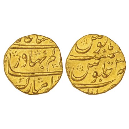 Shah Alam Bahadur (1707-1712 AD), gold mohur, Mailapur mint (partly visible), RY 3, KM 356
