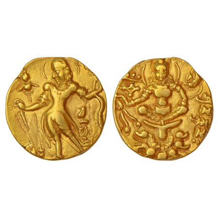 Gupta Empire - gold dinar of Chandragupta II (c.375-415 AD), 'Archer-Goddess on Lotus' typ