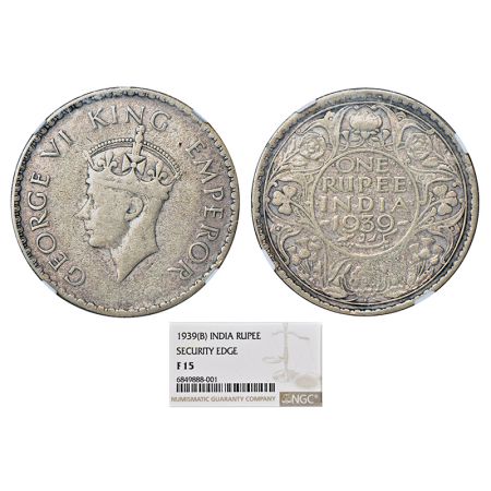 George VI, experimental half-silver rupee, 1939, Bombay mint, Security edge , Prid 236, S&