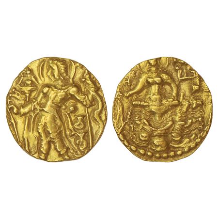 Gupta Empire, gold dinar of Chandragupta II (c.375-415 AD), 'Archer-Goddess on Lotus' type