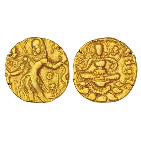 Gupta Empire - gold dinar of Chandragupta II (c.375-415 AD), 'Archer-Goddess on Lotus' typ