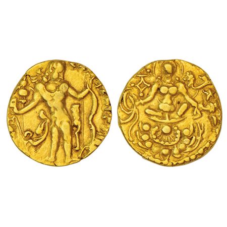 Gupta Empire - gold dinar of Chandragupta II (c.375-415 AD), 'Archer-Goddess on Lotus' typ
