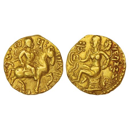 Gupta Empire - gold dinar of Chandragupta II (c.375-415 AD), 'Horseman' type, Altekar Clas