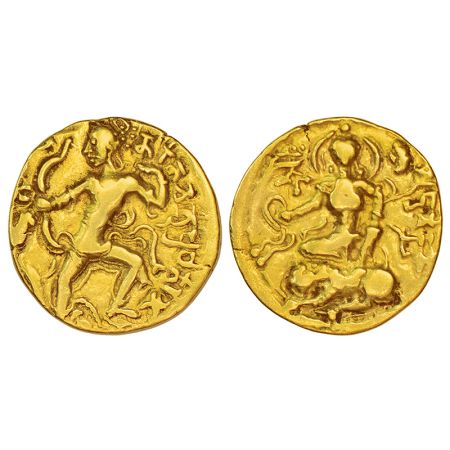 Gupta Empire - gold dinar of Chandragupta II (c.375-415 AD), 'Lion Slayer' type, Altekar C