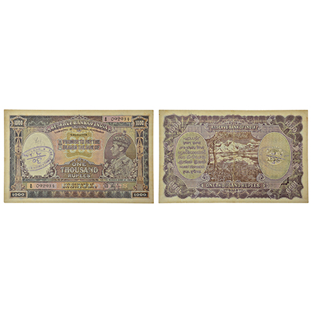 British India, George VI, 1000 rupees, Calcutta circle, ND (1938), signed by J.B. Taylor, 