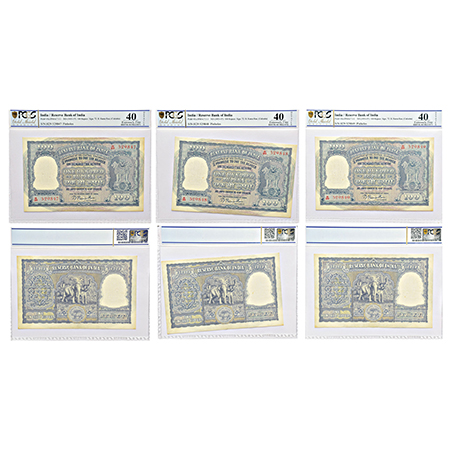 100 rupees (3), Elephant series, ND (1953-57), Calcutta circle, signed by B. Rama Rau, cor