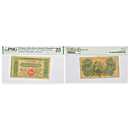 Indo-Portuguese Territories, 8 tangas, dated 1st October 1917, signed by Luis Diogo Da Sil