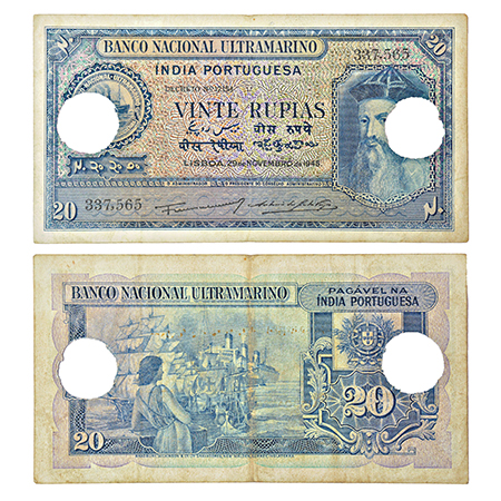 Indo-Portuguese Territories, 20 rupias, 6th issue, dated 29th November 1945, signed by Ant