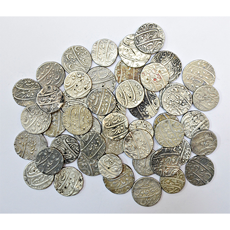 A group of 48 Aurangzeb silver rupee, includes various mints, dates and types. (48 coins)