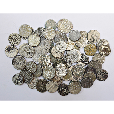 A group of 64 mostly Princely States silver rupee, includes Awadh, Baroda, Banaras, Bharuc