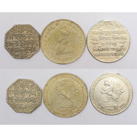 A group of 3 silver rupee, (a) Assam, Siva Simha (1714-1744 AD), citing Queen Ambika, SE 1