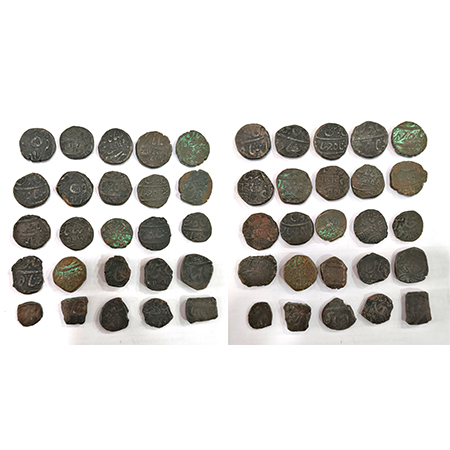 A group of 25 Bhavnagar copper coins, various denominations, weights and types. (25 coins)