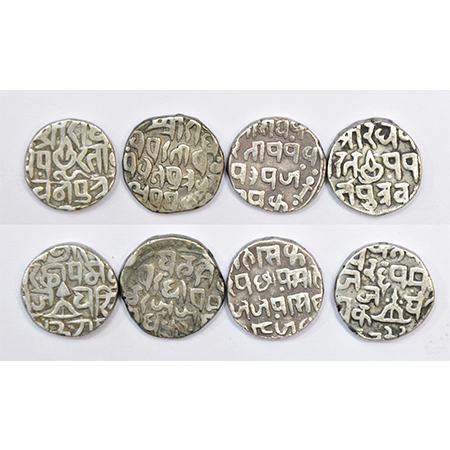 A group of 4 Gwalior silver rupee, Bajranggarh mint, various rulers. (4 coins)