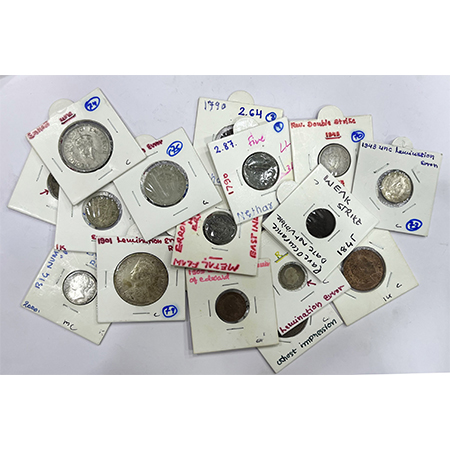 A group of 17 Error mostly from British India era coins, includes errors like Ghost image,
