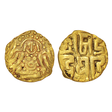 Kalachuris of Tripuri - Gangeya Deva (c.1015-1041), gold 1⅛ masha, Deyell 121, 1.00g. Obv: