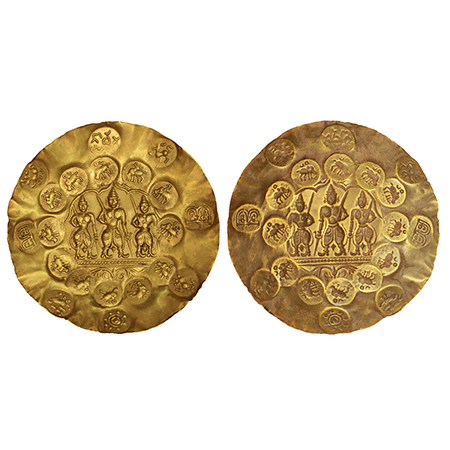 Kakatiyas of Warangal, Prola-I (1052-1076 AD), gold punch-marked two-and-a-half Gadyana, '