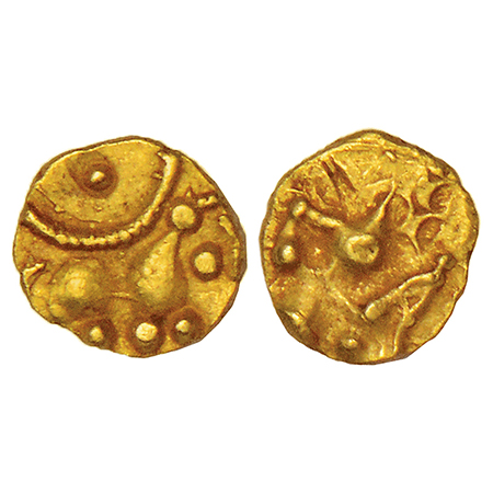 Hoysalas of Dwarasamudra - uninscribed gold fractional Fanam, c.1100-1200 AD, unpublished 