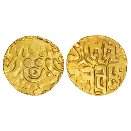 Chandellas of Jejakabhukti, base gold 4½ masha of Madana Varman (1128-1165 AD), Deyell 141