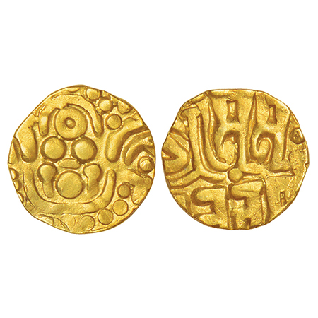 Chandellas of Jejakabhukti, gold 1⅛ masha of Madana Varman (1128-1165 AD), Deyell 142, 1.0