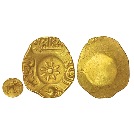 Yadavas of Devagiri, Mahadeva (1261-1270 AD), gold punch-marked Asu or 'Padma Tanka', MSCI