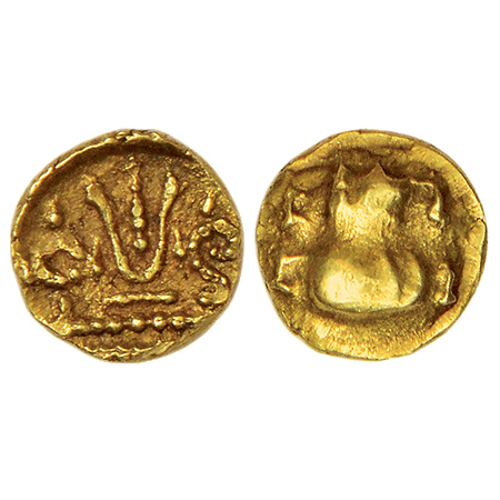 Vijayanagar Empire, late phase as Kings of Chandragiri/Penukonda, gold fanam, feudatory is