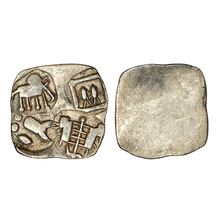 Archaic Silver punch marked coin - Wainganga-Mahanadi Divide, Umred hoard type, sometimes 