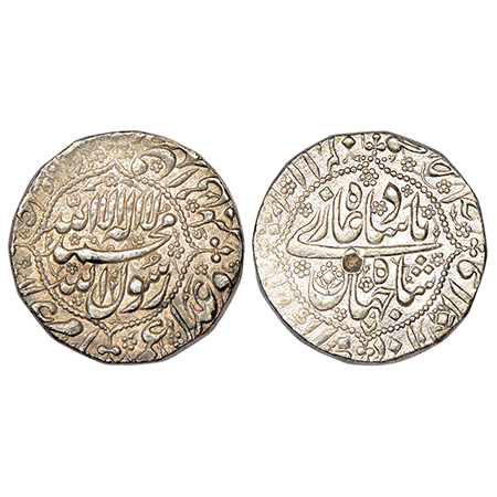Shah Jahan (1628-1658 AD), silver rupee, Akbarabad mint, AH 1043/RY 7, both sides legend w