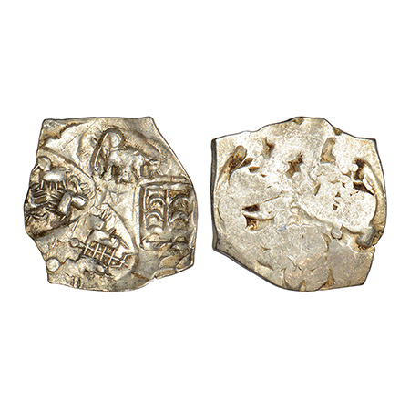 Archaic Silver punch marked coin - Wainganga-Mahanadi Divide, Umred hoard type, sometimes 