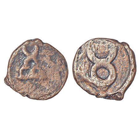 Taxila - uninscribed copper die-struck local coinage of post-Mauryan period, (c.200-150 BC
