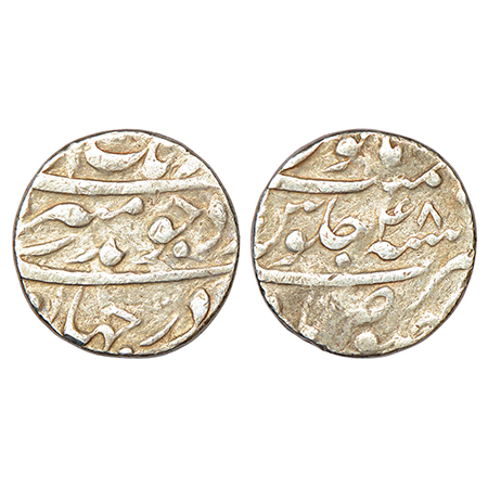 Aurangzeb (1658-1707 AD), silver rupee, Makhsusabad mint, 'Badar-e-munir' couplet, RY 48, 