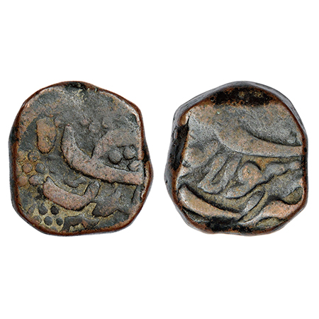 Shah Alam Bahadur (1707-1712 AD), copper paisa, Sholapur mint, KM 340.3, 13.68g. Very fine