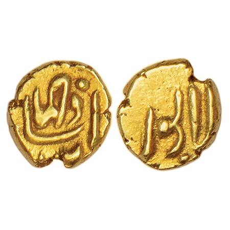 Jahandar Shah (1712-1713 AD), gold fanam, Balapur mint, ruler's name on obverse and mint-n