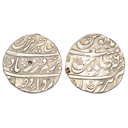 Farrukhsiyar (1713-1719 AD), silver rupee, Parenda mint, 'Bahr-o-Bar' couplet, RY 6, a bea