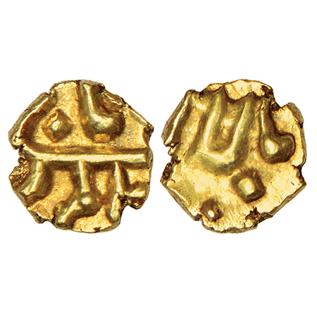 Alamgir II (1754-1759 AD), gold fanam, Balapur mint, ruler's name on obverse and mint-name