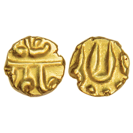 Alamgir II (1754-1759 AD), gold fanam, Balapur mint, ruler's name on obverse and mint-name